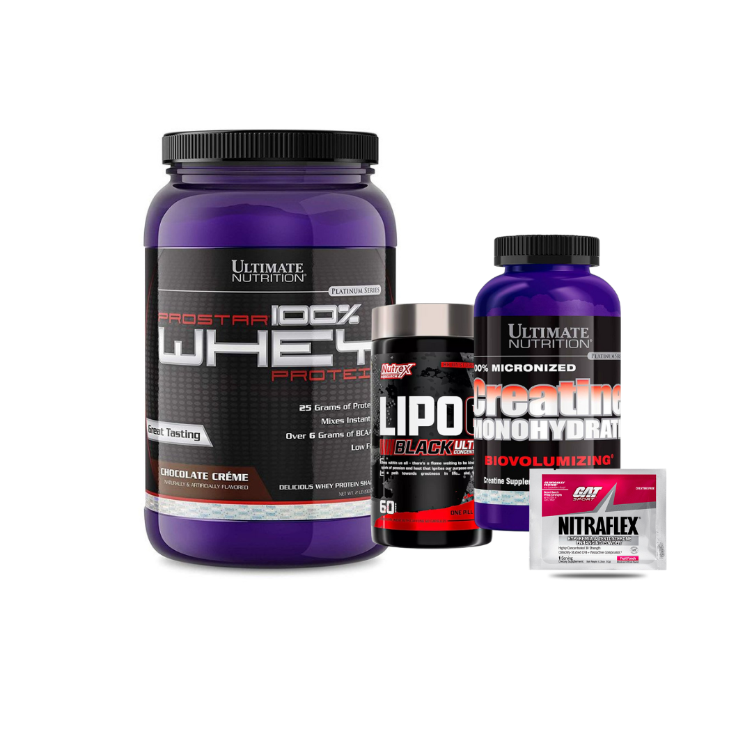 Pack Full Verano Proteína PROSTAR 2 LB + LIPO 6 BLACK+ Creatina 300 g + Muestra de pre entreno