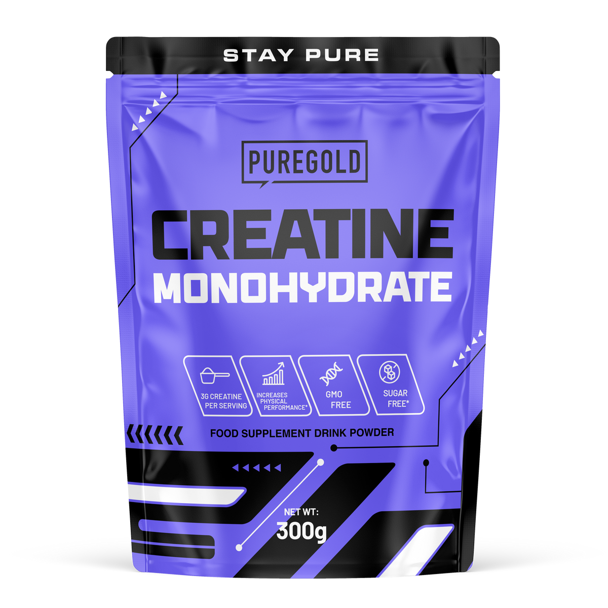 Creatina 100% monohidratada Pure Gold 300 g Con sabor
