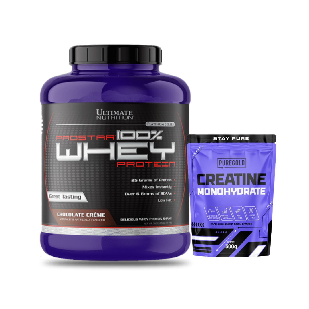 Pack Proteína Prostar 100% Whey 5 libras + Creatina 300 g PURE GOLD